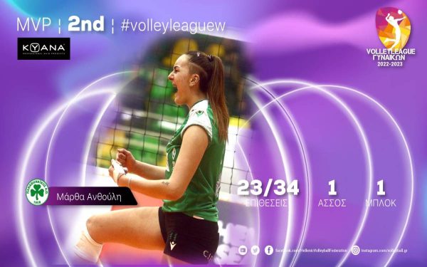 Volley League Γυναικών, 2η αγωνιστική: MVP η διαγώνια του Παναθηναϊκού, Μάρθα Ανθούλη (vid)