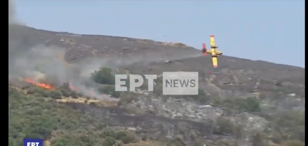 Κατέπεσε Canadair στην Κάρυστο ενώ επιχειρούσε για την κατάσβεση της πυρκαγιάς (vid)