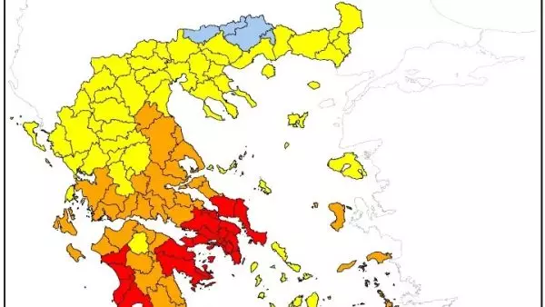 Ακραίος κίνδυνος πυρκαγιάς – Κατάσταση συναγερμού τη Δευτέρα για τις περιφέρειες Αττικής, Στ. Ελλάδας, Πελοποννήσου, Δ. Ελλάδος, Ν. Αιγαίου