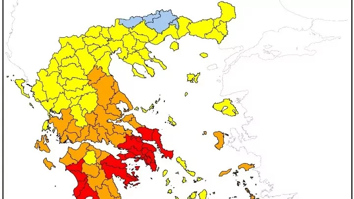 Ακραίος κίνδυνος πυρκαγιάς – Κατάσταση συναγερμού τη Δευτέρα για τις περιφέρειες Αττικής, Στ. Ελλάδας, Πελοποννήσου, Δ. Ελλάδος, Ν. Αιγαίου